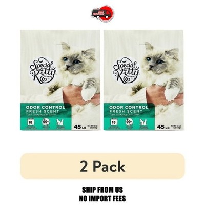 (2 pack) Special Kitty Clumping Clay Cat Litter, Fresh Scent, 45 lbs Box
