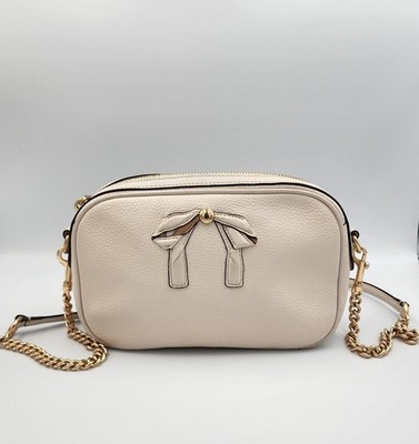 Coach Crossbody Isla Chain Bag with Bow No. F29037 in White Gold Color Hardware