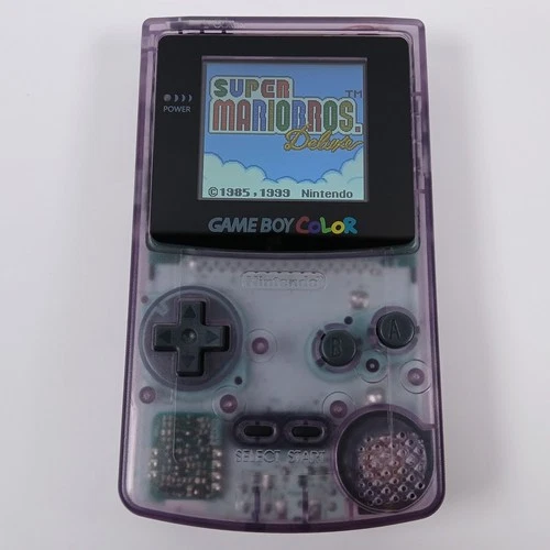 Nintendo Game Boy Color Console GBC Clear Purple - Backlit IPS Screen Mod - MINT