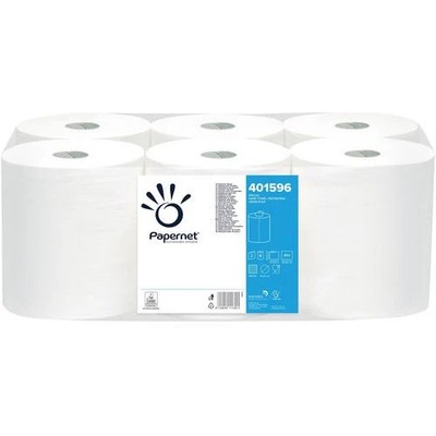 Handdoekrol Papernet 401596 gerecycleerd papier 2-laags wit pak 6