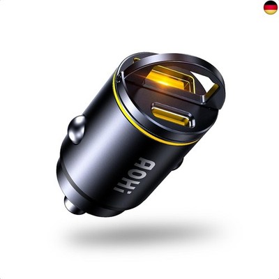 AOHI USB C Autoladegerät, PD 45W&QC 30W 2 Port Typ-C Zigarettenanzünder A
