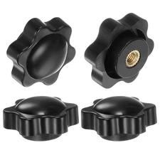 4pcs Star Knobs M4 Thread 25mm Head Non-Through Hole Clamping Handles Black