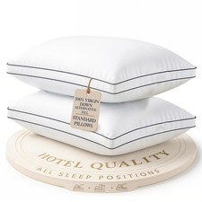 Bed Pillows Standard Size Set of 2, Medium Soft Support Gusseted Hotel Pillow...