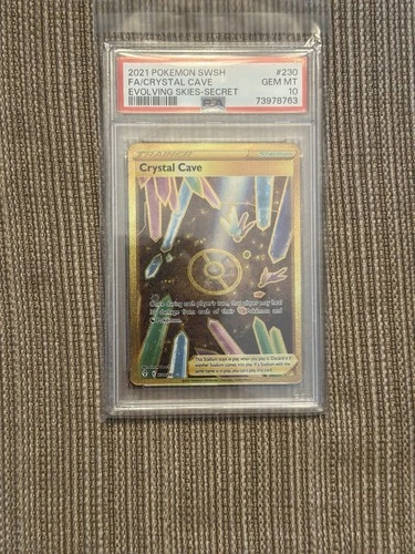 Psa 10 2021 Pokemon Evolving Skies Crystal Cave Gold Ultra Rare #230