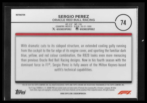 2024 Topps Chrome Formula 1 SERGIO PEREZ Base Refractor #74 - Bild 2 von 2