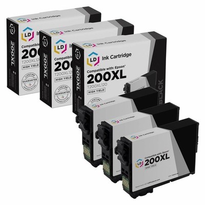 LD 3PK Replacement Black Ink for Epson 200 XL 200XL T200XL120 XP-200 XP-300