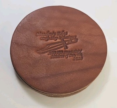Meadows Edge Knife Shop 4 Coasters Made With Randall Knife Sheath Leather