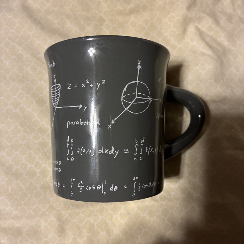 [SPHERICAL COORDINATES] GEOMETRY MATH FORMULAS, Ceramic Coffee Cup / Mug, VINT.