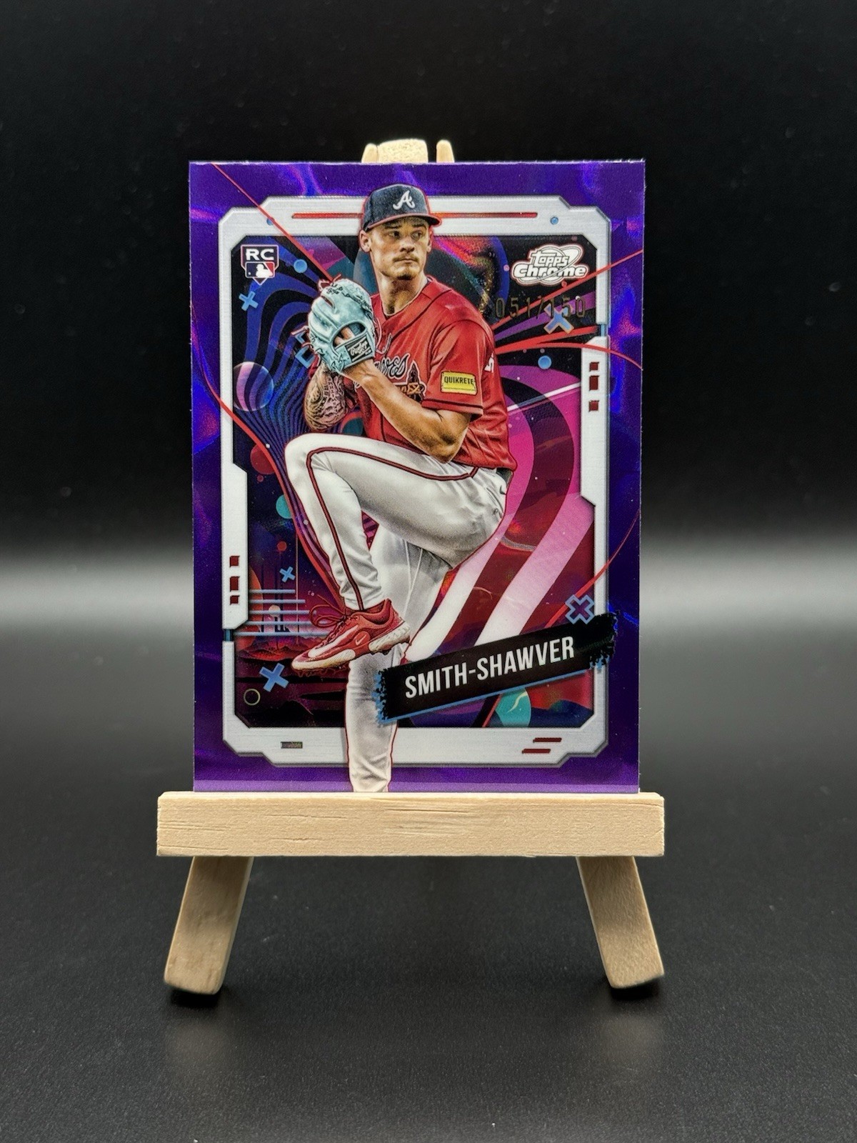 AJ Smith-Shawver 2024 Topps Cosmic Chrome Purple Nebula Refractor RC /150 Braves