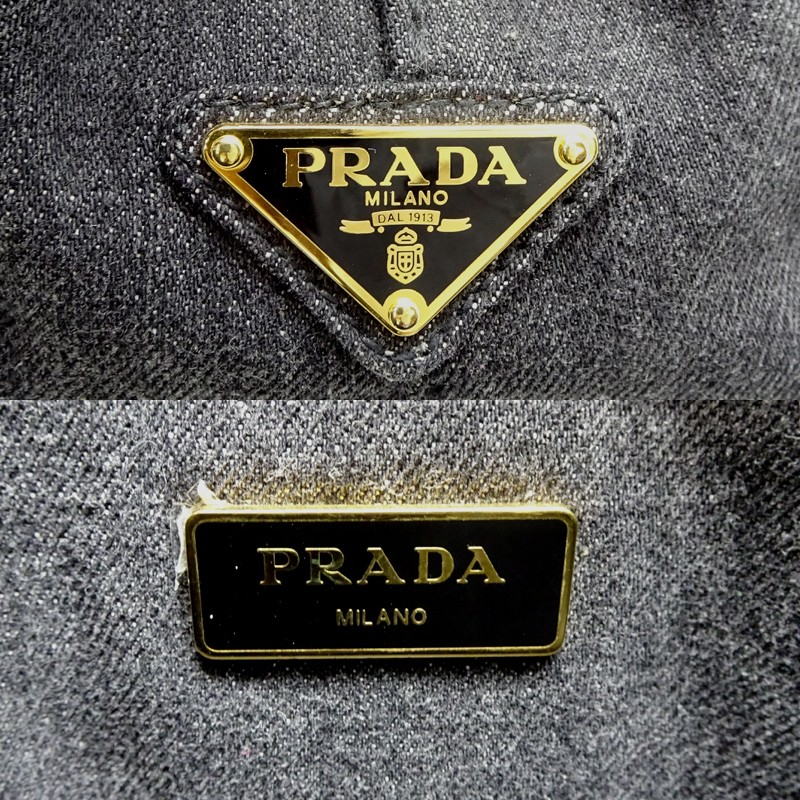 PRADA Canapa B2439G Tote Bag Denim NERO (Black) Ladies DH91420 from japan thumbnail 7