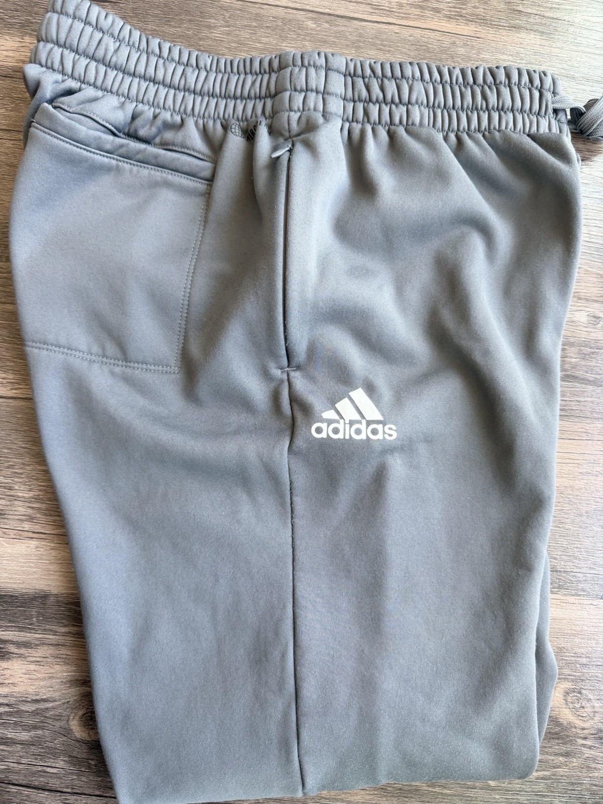 Adidas Sweatpants Men L Gray AEROREADY Fleece Tapered Ankle Zip Drawstring thumbnail 12