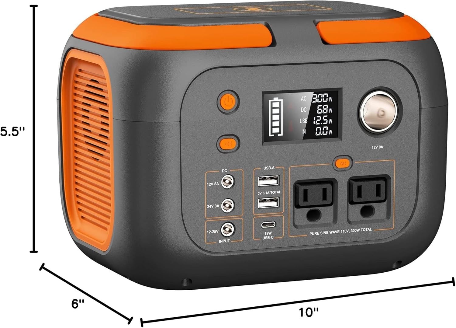 300W Portable Power Bank Solar Generator LED Light Laptop Phone Battery Charger