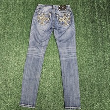 Miss Me womens light distressed blingy bootcut embroidered embellished cross 26