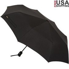 Compact Automatic Travel Umbrella Durable Steel Soft Grip 11 Inch Rain Guard New