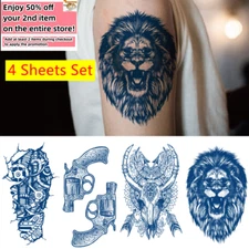 Set of 4 - Waterproof Tattoo Stickers 3D Juice Semi-Permanent Long Last Body Art