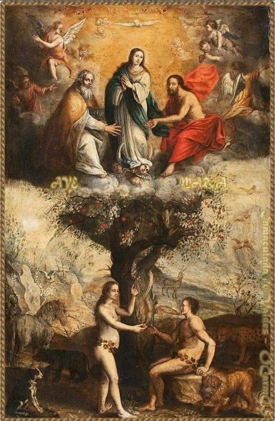 Tableaux de maître contemporain Adam et Eve 50X70 CM sur toile canvas premium