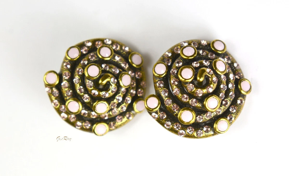 Heidi Daus Earrings Clip On Faux Moonstone Crystal Heidi Daus