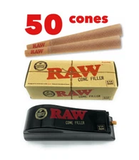 RAW Classic 1 1/4 Size pre rolled Cone(50PK)+raw 1 1/4 cone shooter filler
