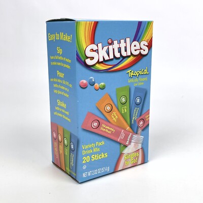 Skittles Singles to Go Variety Pack, Powdered Drink Mix, Zero Sugar, Low Calorie