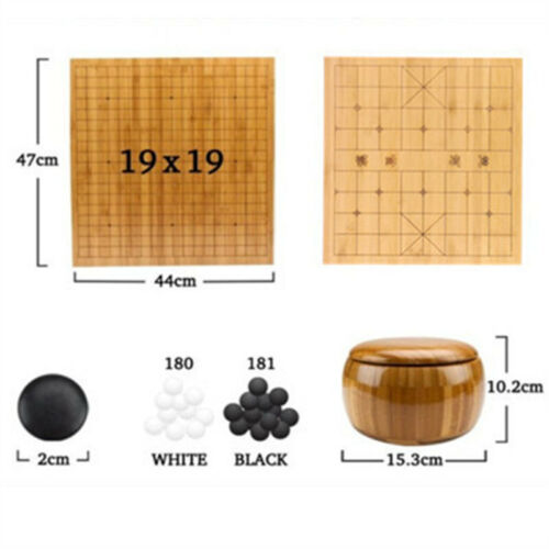 Go Chess Bamboo Board Chinese Traditional Game Go Weiqi Black White Chess Set - Picture 3 of 9