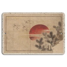 Tranquil Flight at Sunset - Vintage Art Metal Sign