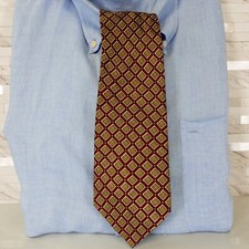 CLAUDIO VALENTINO Neck Tie Mens Red Plaid Floral Classic Suit Foulard Preppy Art