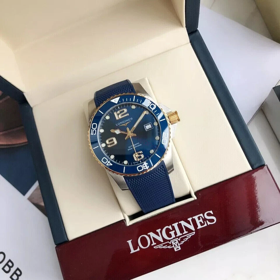Orologio meccanico automatico Longines Concas Diving serie blu 41mm L3.781.4.56.6 - Immagine 2 di 4
