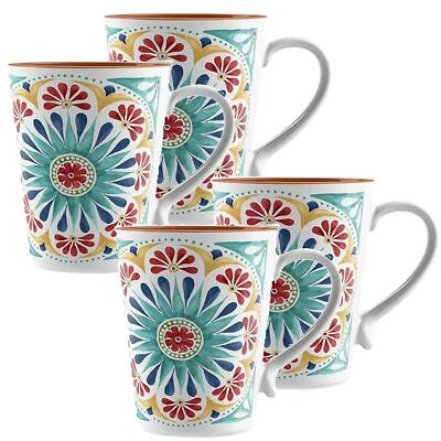 Purely Home Rio Medallion Melamine Outdoor Camping/BBQ/Garden Mugs x 4 - Image 1 of 4