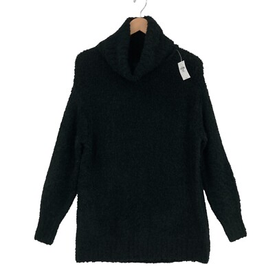 Gap Sweater Womens Petite PXS Black Chunky Turtleneck Oversized Long Pullover