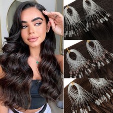 US Thick Micro Loop Ring Beads Remy Human Hair Extensions Micro Loops Bead 200s