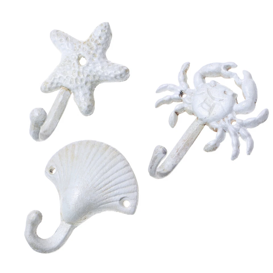 3pcs Sea Iron Wall Hooks Antique Hangers Nautical Wall Holder Wall Hanger Hooks - Image 3 of 4
