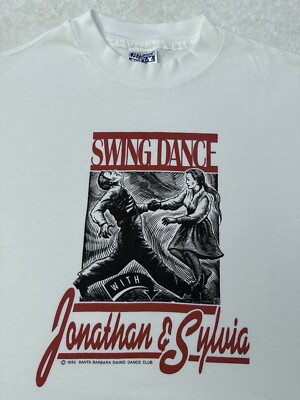 Vintage 1990s 90s Swing Dance Class Johnathan & Sylvia Santa Barbara T-Shirt, XL