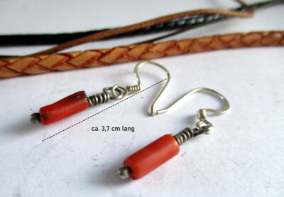 Earrings Sterling Silver Mediterranean Coral Morocco Marrakech Real 