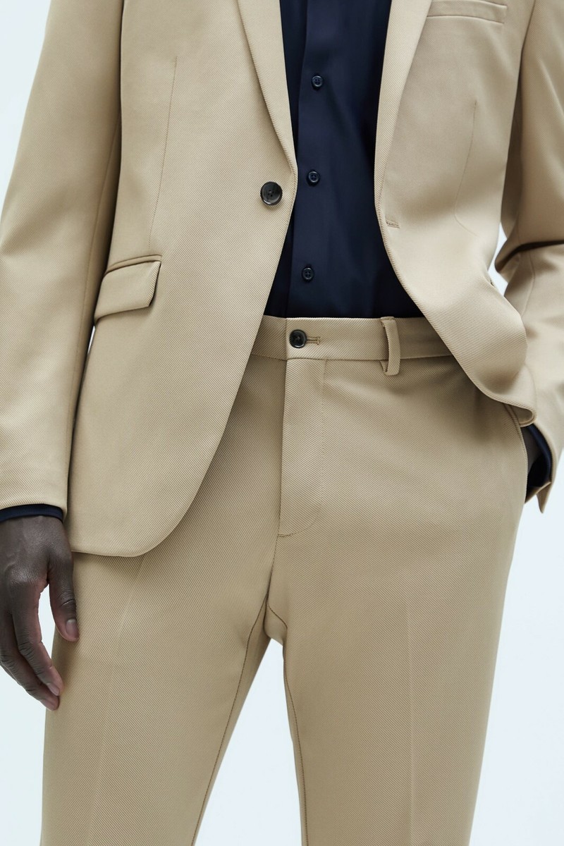 New Zara Stretch Knit Textured Suit 2 Pieces Jacket 38 Pants
