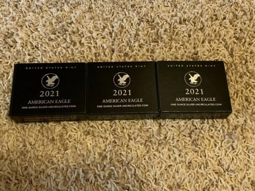 Set of 3 - American Eagle 2021 One Ounce Silver Uncirculated Coin 21EGN