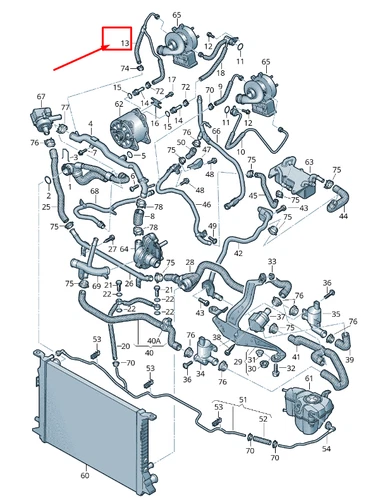 NEU AUDI A8 4H MOTORKÜHLMITTELLEITUNG RECHTS 057121492Q ORIGINAL - Bild 1 von 5