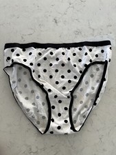 VTG Victoria's Secret High Cut Bikini White With Black Polkadots Size Large