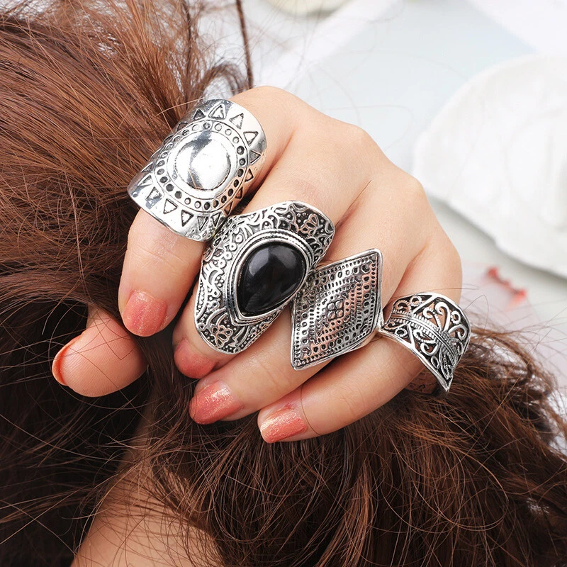 Black Stone RIng | Black stone ring, Unique ring designs, Jewelry