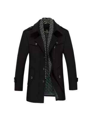Kurzmantel Jacke Elegant Mode Herren Slim Schwarz Knöpfe 70719