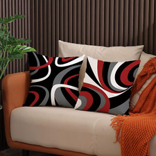 Red and Black Throw Pillow Covers 18X18 Set of 4,Grey Modern Abstract Pillowc...