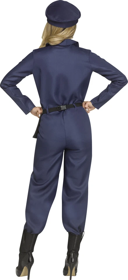 Disfraz de oficial de policía para mujer adulta mono camiseta sin mangas sombrero cinturón NUEVO azul Foto 2 de 4