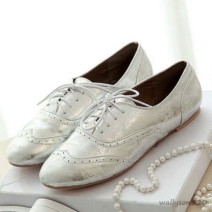 ローファー・オックスフォード CASTANER Women Laced up Shoes 218671005 White women faux leather ladies oxford flats lace up shoes Brogue