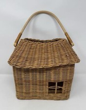 RATTAN HUTCH SMALL BASKET Olli Ella Wicker House w Handle Woven Storage