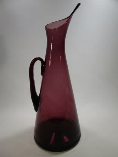 Blenko Art Glass 976 purple amethyst 19.25” Archtectural Pitcher Mid century vtg