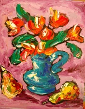 FLOWERS█ IMPRESSIONISM █PAINTING█MODER​N█ORIGINAL█CANVAS█ART█uniE5g
