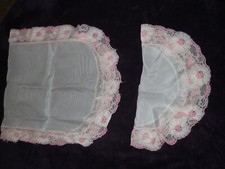 Vintage Sheer Dresser Scarf Pink Lace Trim  30 inch Long or 12 inch round.