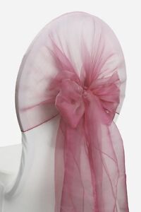 100 Dusty Pink Wedding Organza Hoods Sashes Chair