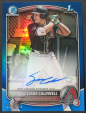 Slade Caldwell 2025 Bowman Chrome Autograph Rookie Blue Refractor (15/150) DBack
