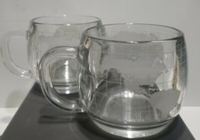 2 Vintage NIB Nestle Nescafe 1970&rsquo;s Clear Glass Globe World Coffee/Tea Mug/Cups&nbsp;