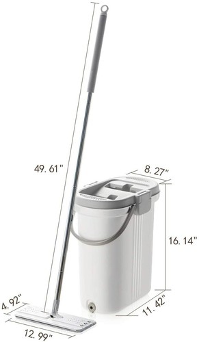 Squeeze Hand Free Flat Mop with Bucket Set Hardwood Laminate Tile Floor Cleaning - Picture 7 of 7